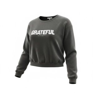 Spiritual Gangster Pullover "Grateful" Sweater- M- Heathered Gray